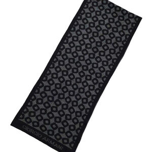 GIORGIO ARMANI Classico Vintage Black Grey Circular Geometric Print Scarf